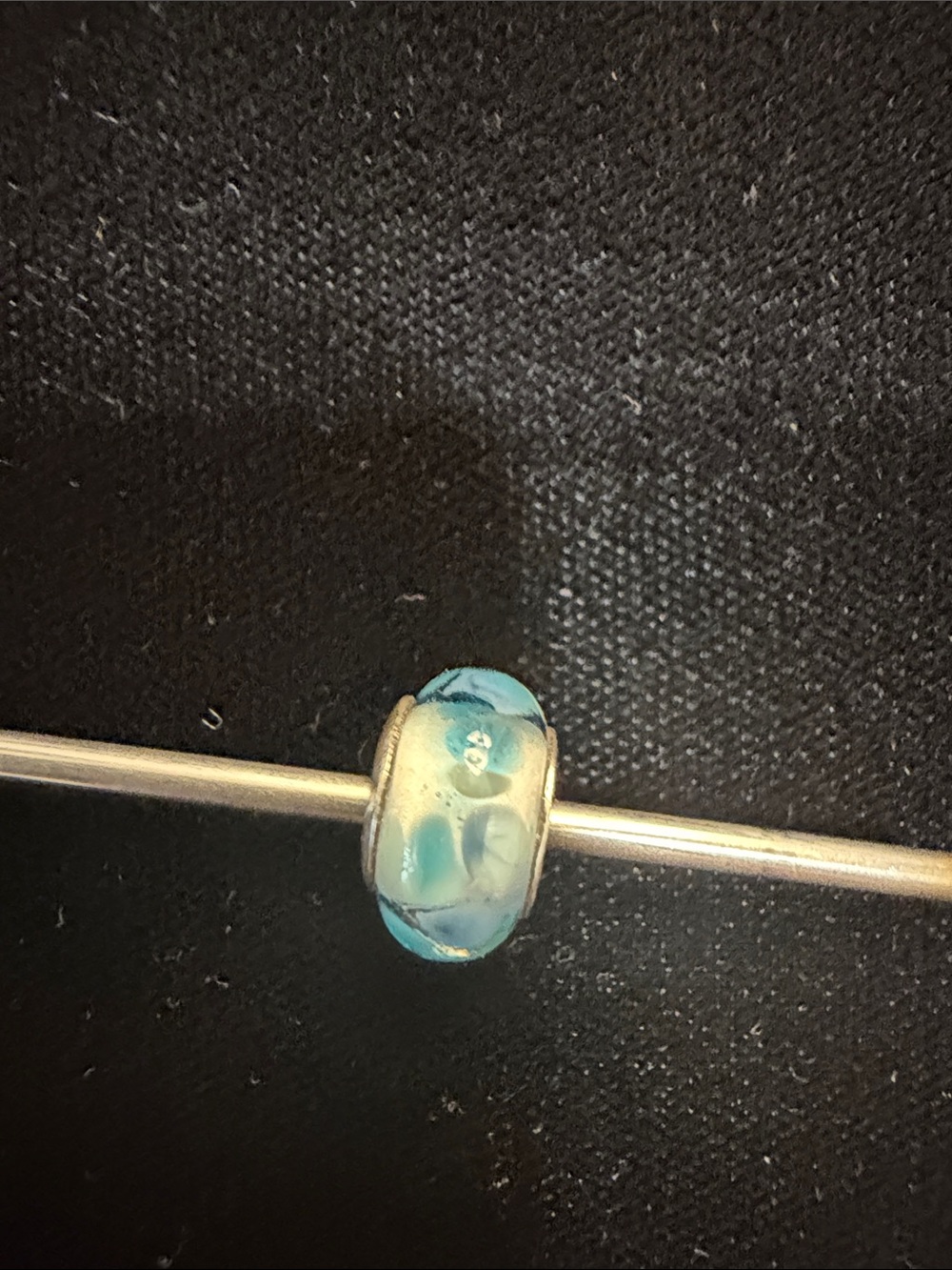 Sterling Silver insert 925  Murano Glass Blue Bead Charm Bracelet Accent